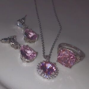 Necklace set,ring earrings  ,pendant  with cubic zirconia